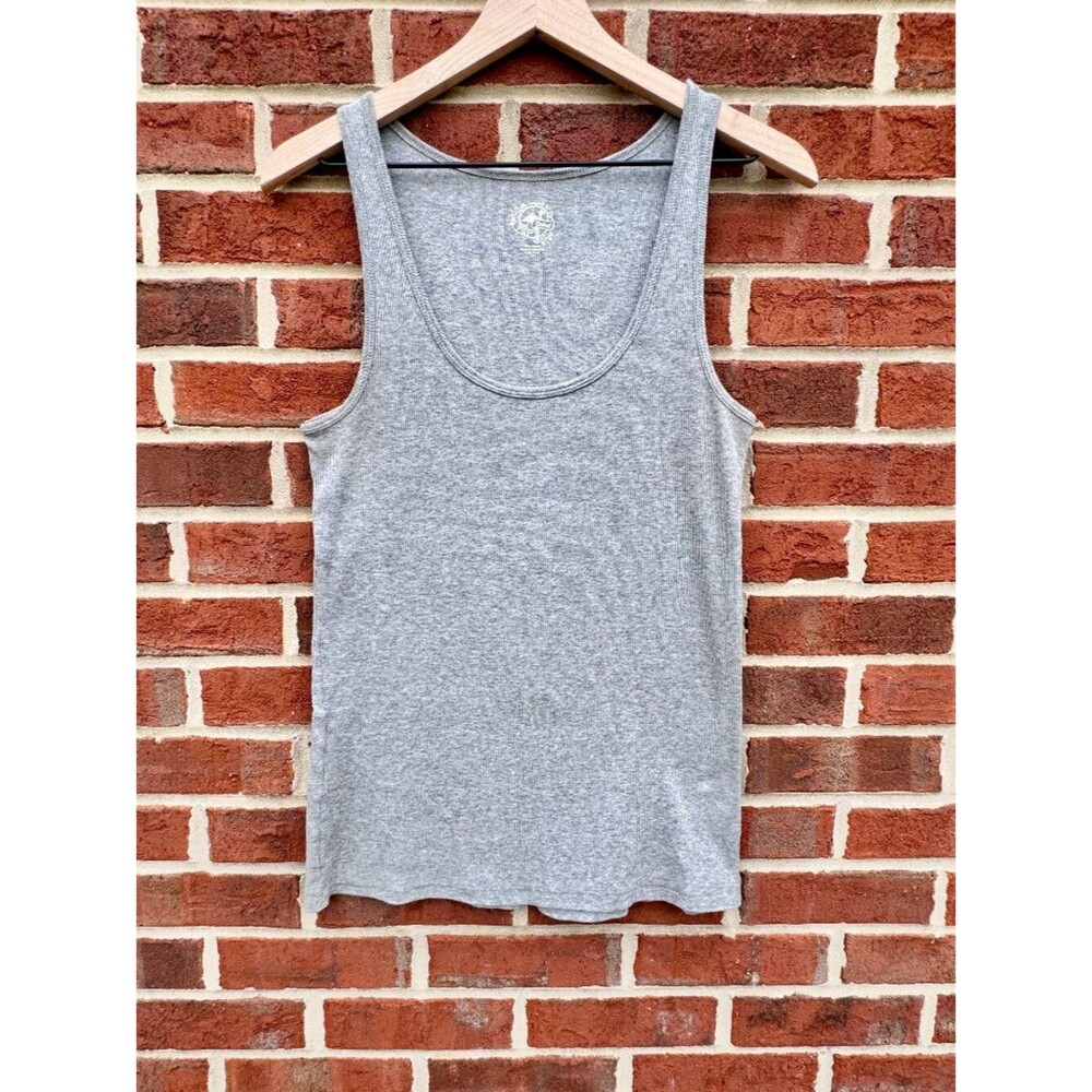 VTG Y2K Red Camel Ribbed Tank Top Jrs Large Gray Favorite Fit Long Length